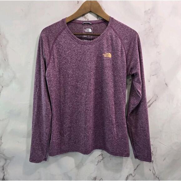 The North Face Shirt Womens Medium Purple Long Sleeve Crew Heathered Tech Hiking - Picture 1 of 9